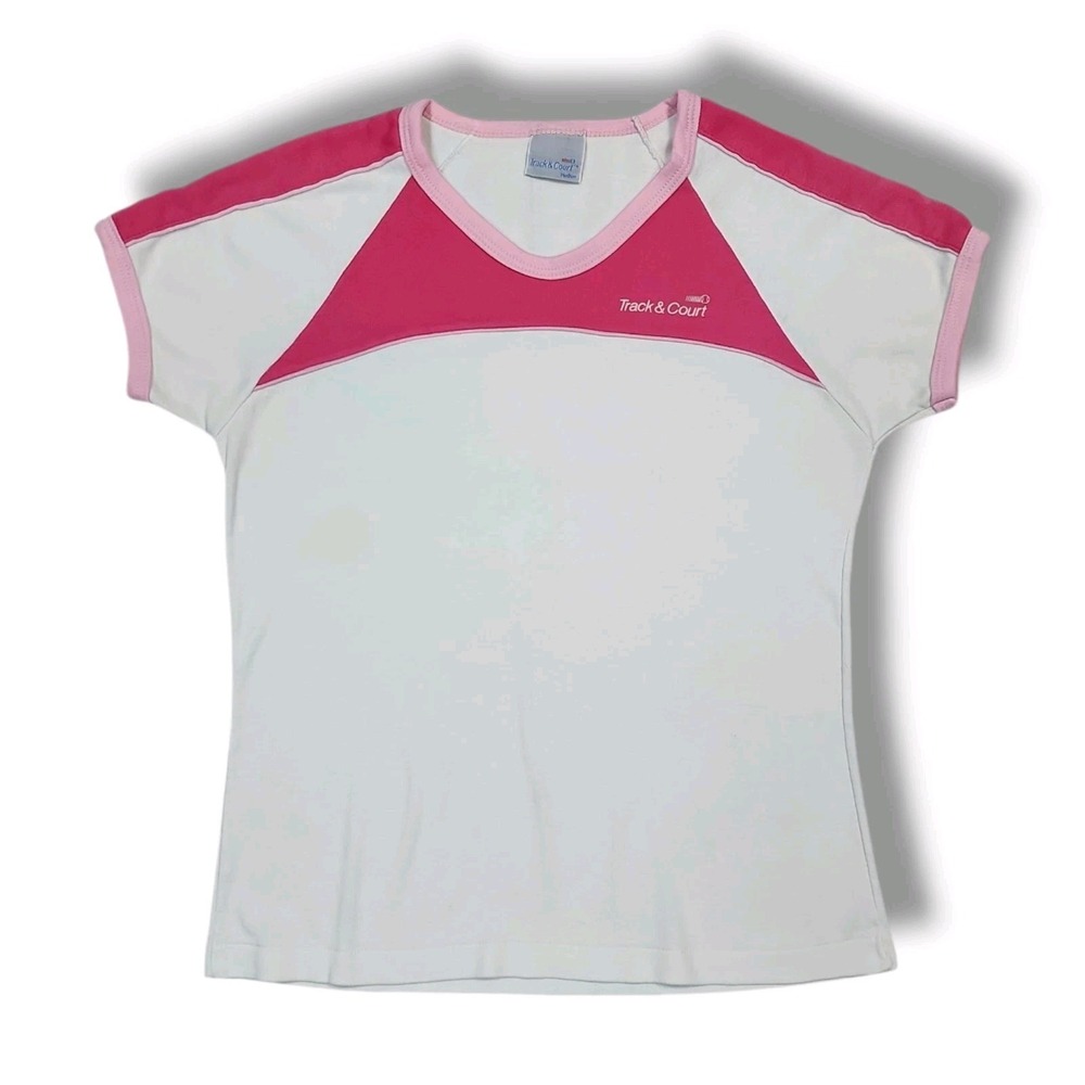 Vintage Track & Court White/Pink Tennis T-Shirt Women's‎ M
